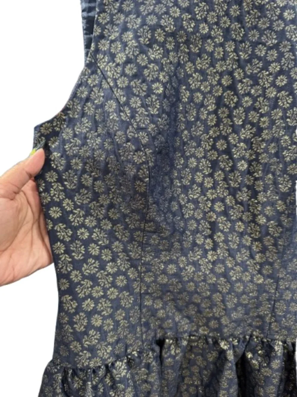 J. Crew Navy Metallic Floral Fit-and-Flare Dress